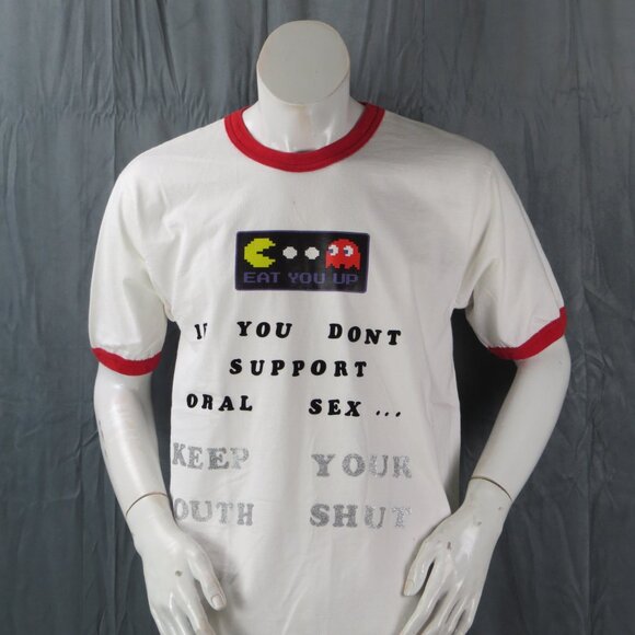 Vintage Graphic T-shirt - Super Freak Pac Man Iron Graphics - Men's Large - Picture 1 of 11